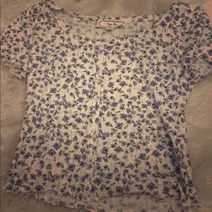 Ruffle flower fitted t-shirt